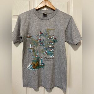 Vintage single stitch Washington Lighthouse T-Shirt Medium made in USA